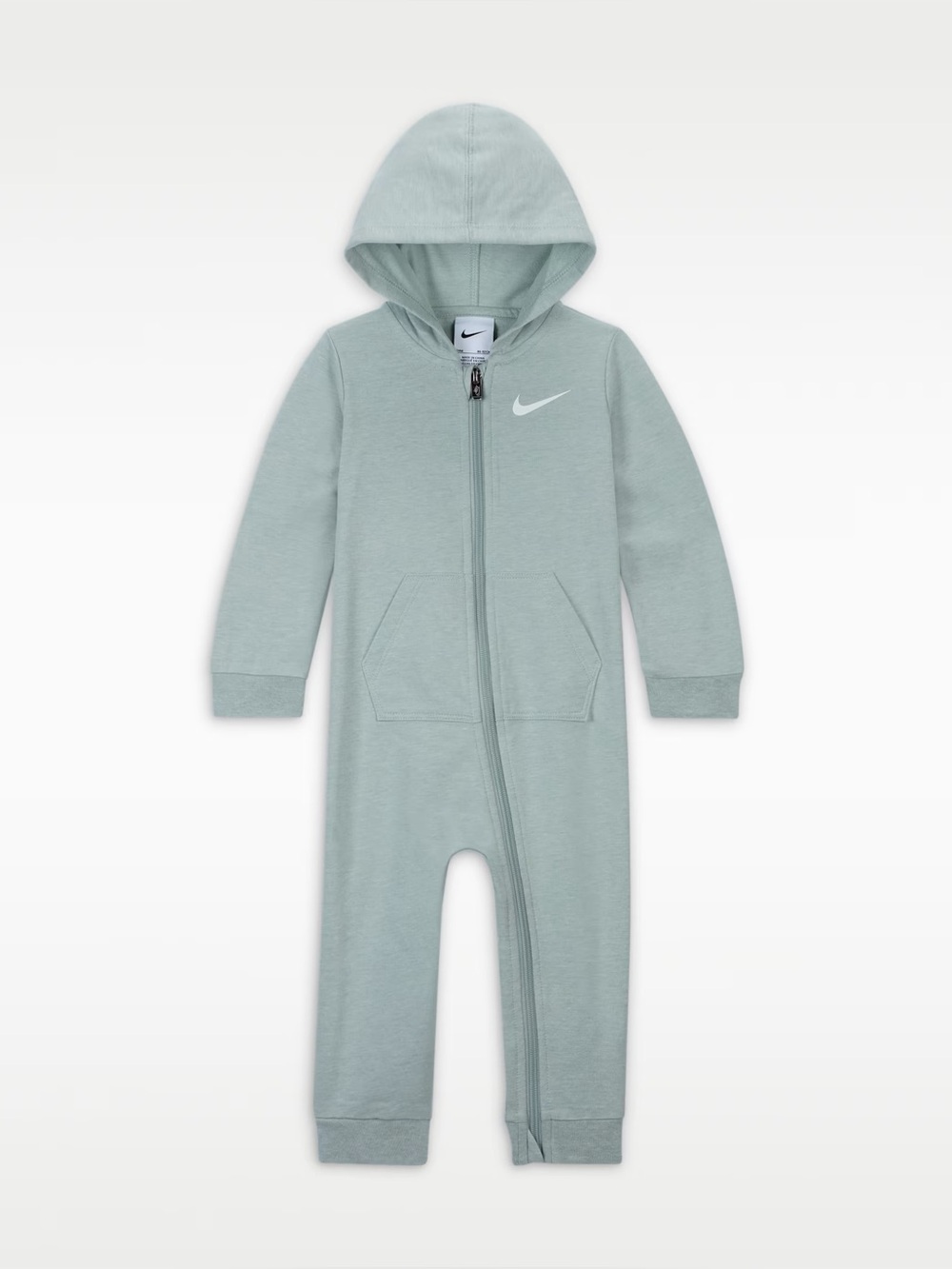 NWT Nike Baby Essentials Hooded Coverall Bodysuit Mica Green Heather 66K731 18M